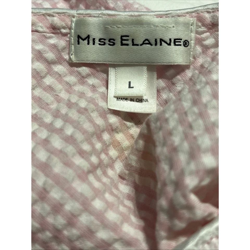 Conjunto de 2 bata y camisón Miss Elaine rosa de guinga - talla grande de polialgodón Foto 3 de 3