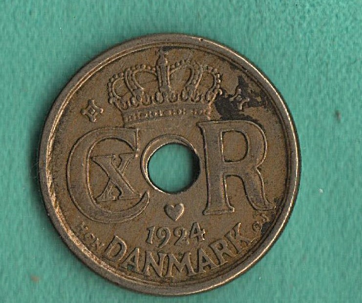 1924 Denmark 25 Ore- Circulated Condition
