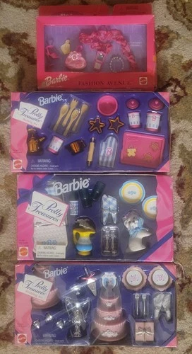 Vintage 1990's Barbie: Lot of 3 Pretty Treasures sets & 1 Fashion Avenue set NIB