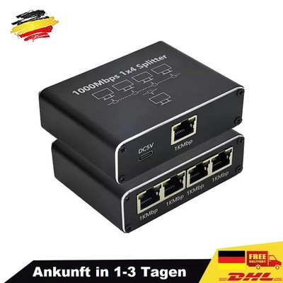 4-Port RJ45 Gigabit Ethernet LAN 1 zu 4 1000Mbps Ethernet Splitter LAN Switch DE