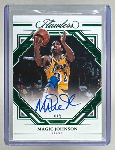 Magic Johnson 2022 Panini Flawless FFMGJ Emerald Finishes Auto 5 G2U