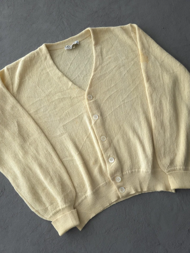 Vintage 1980s St. Croix Knits Ivory 100% Alpaca Knit Cardigan Sweater L - Image 2 of 4