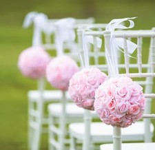 Lot of 6 Blush Pink Rose Kissing Balls 7" Wedding Decor Pomander Hanging Floral