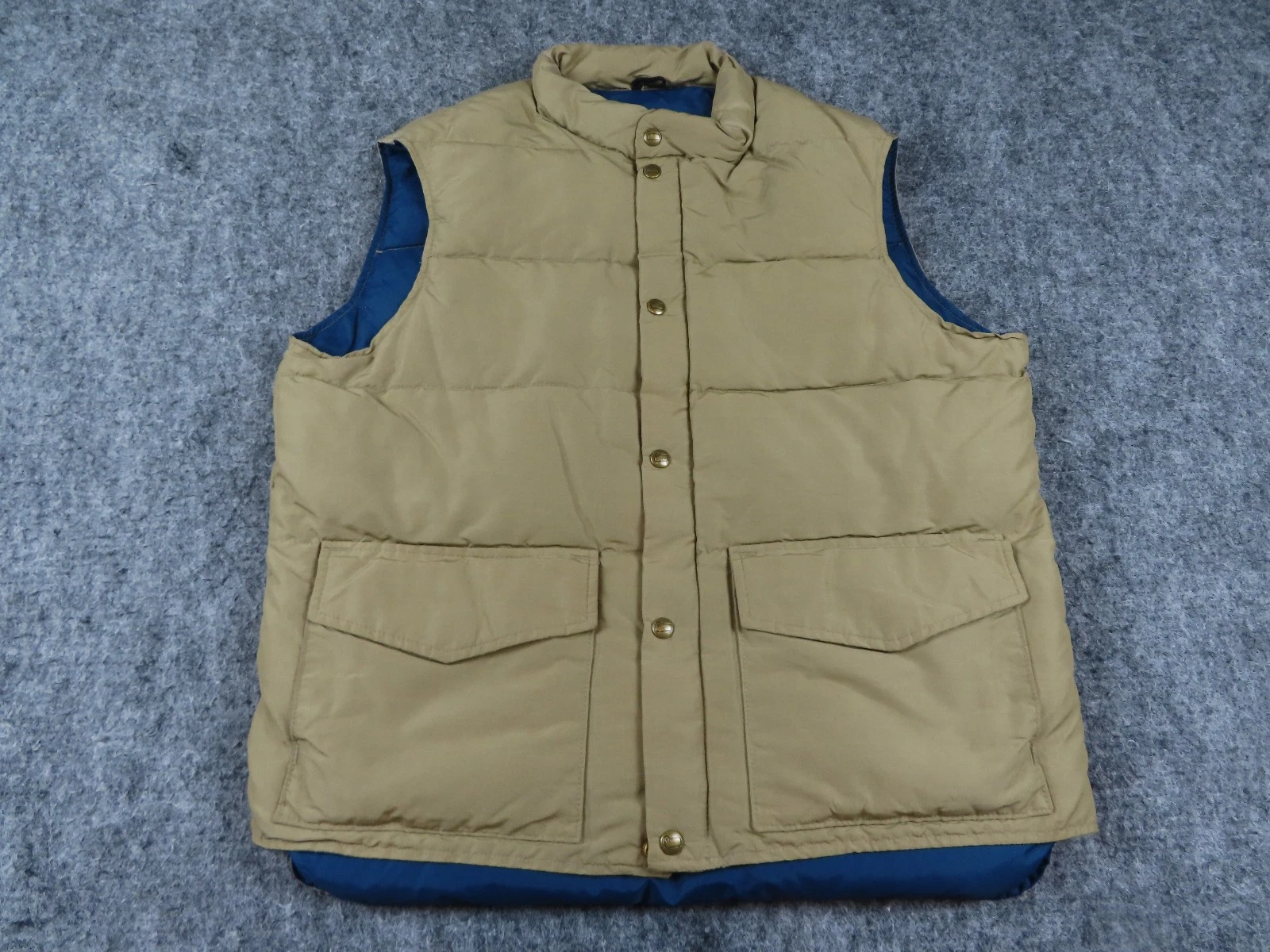 Vintage Woolrich Vest Men Large Beige Insulated Down Fill Puffer Made in USA 60s