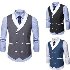 Splicing Lapel Men's Vest Waistcoat for Tuxedo Wedding Prom Formal Business Vest