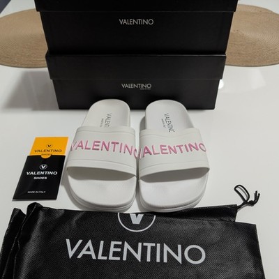 Mario Valentino Spa IRIDE White and pink slippers slides Size 8