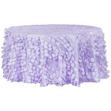 WHITE 120" Taffeta ROUND TABLECLOTH Leaf Petals Design Wedding Party Decorations