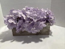 Artificial Lavender Hydrangea Rectangular Wooden Planter Box Indoor Table Decor