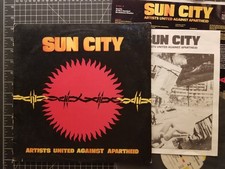 BOB DYLAN MILES DAVIS Sun City LP 1985 VG+ w/ INSERT & INNER Bono RICHARDS Ringo