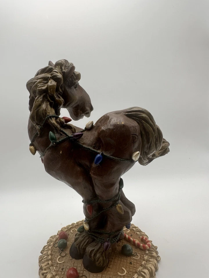 Vntg Elmer Horse Tangled in Lights Christmas Figurine Montana Silversmiths A7 - Image 3 of 4
