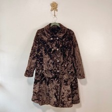 Vintage 1960s Furr ge Faux Fur Swing Coat W. Germany Fabric ILGWU M Mob Wife Mod