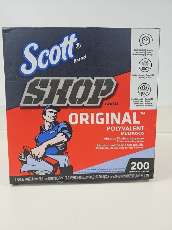Scott Shop Towels Original, Pop-Up Dispenser Box 200 Sheets/Box