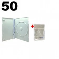 50 SLIM Solid White Color Single DVD Cases 7MM & 100 OPP Bags