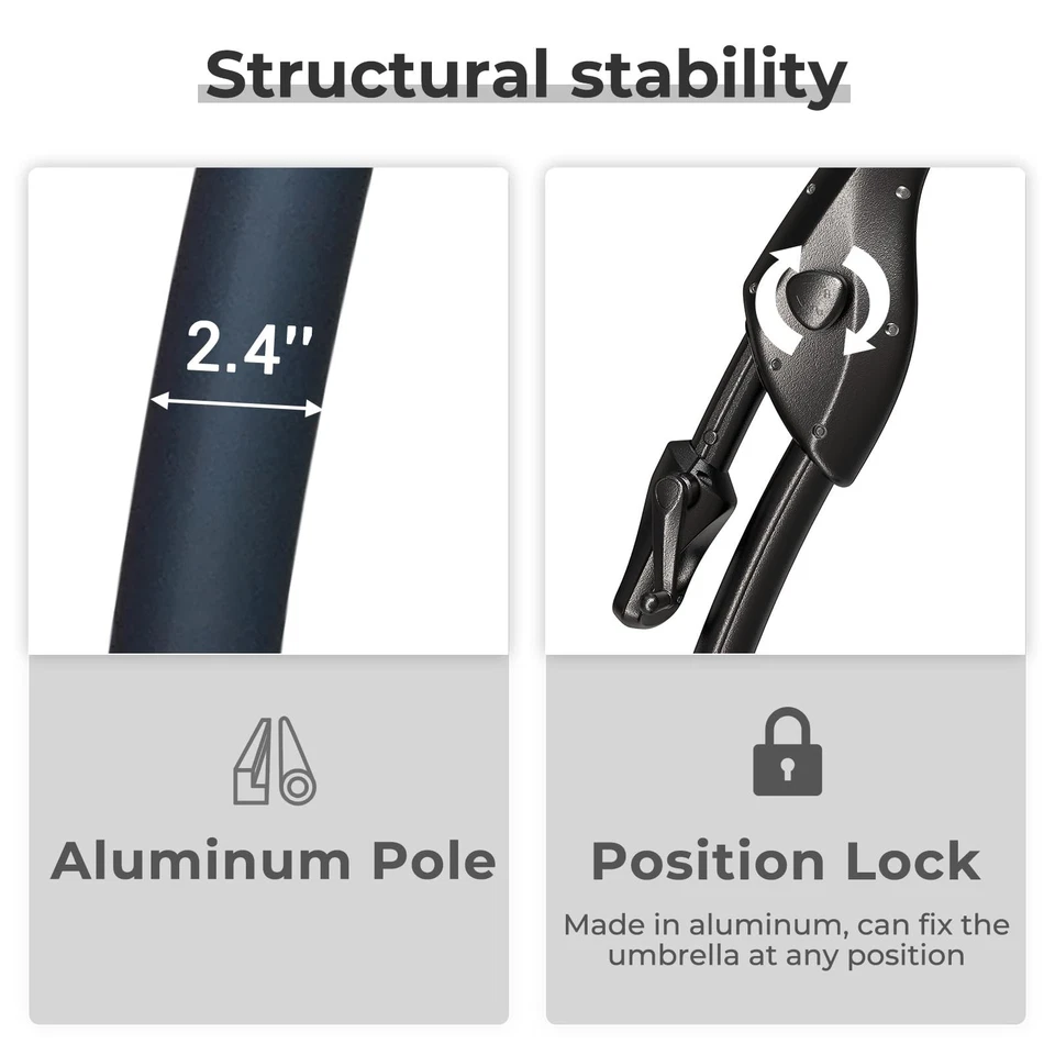 12FT Outdoor Round Offset Umbrella Large Aluminum Cantilever Umbrella with Base - Image 4 of 4