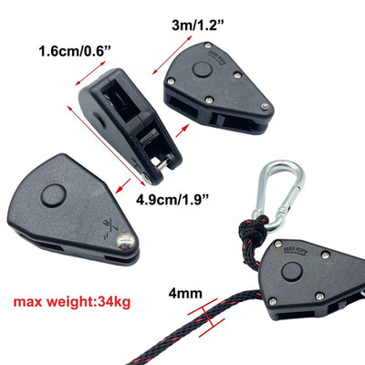 4 mm Camping Zelt Seilspanner Ratsche Riemenscheibe Haken für Vorzelt Baldachin Festzurren F