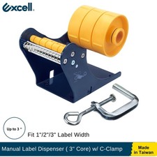 Excell Manual Label Dispenser 1"-3" Wide 3" Core, C-Clamp Easy Peel-Off