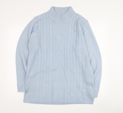 Daxon Damen Pullover Pulli blau Zopfmuster Größe 18
