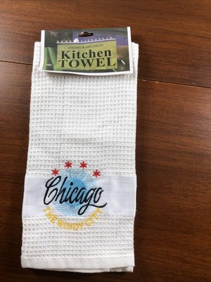 Chicago The Windy City Kitchen Towel NWT Cotton Blend 24  X 14.5 