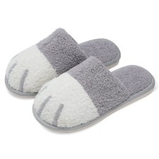 SINNO Cute Animal Slippers for Women Indoor Outdoor Cat Paw House Slippers wi...