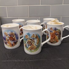 4 x Fine Bone China Wildlife Big Cat Tiger Mugs - BNIB 