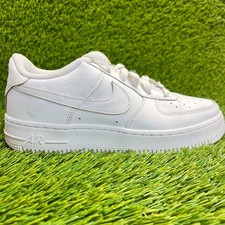 Nike Air Force 1 Low Boys Size 5.5Y Triple White Athletic Leather Shoes Sneakers