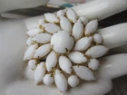 Vintage Prong Set Open Back White Milk Glass Rhinestone FLOWER PIN Brooch