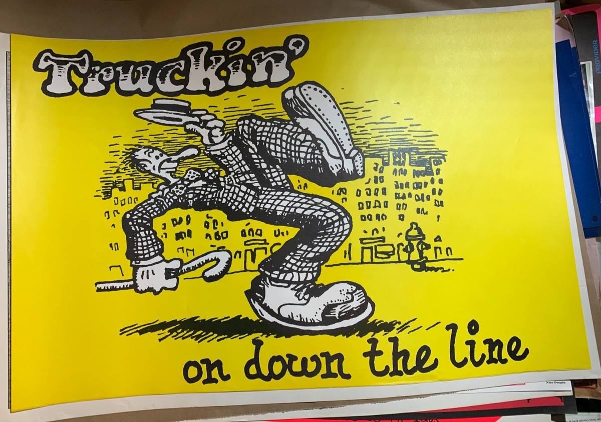 KEEP ON TRUCKIN' VINTAGE 1970's BLACKLIGHT HEADSHOP POSTER