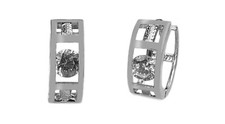 925 Sterling Silver Cubic Zirconia Huggie Hoop Earrings 02