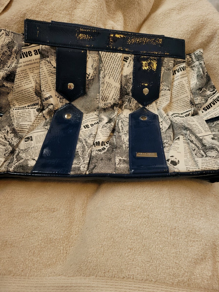 MICHE PRIMA LARGE PURSE SKIN SHELL NAVY NEWS CINDRA FAUX LEATHER