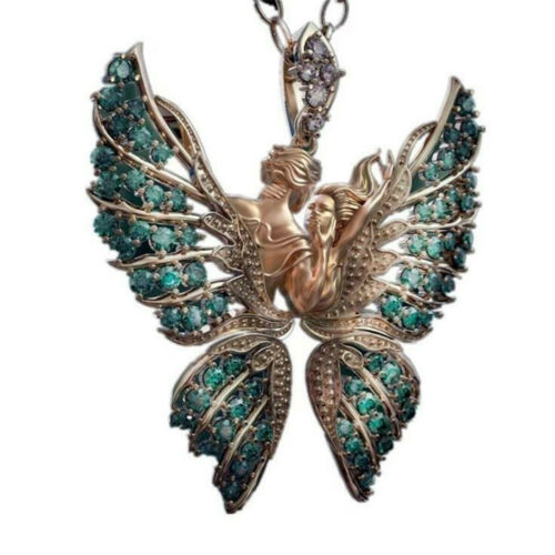 Angel Wings Crystal Butterfly Pendant Necklace Men Women Faith and Love Jewelry - Picture 6 of 13