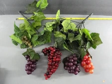 ARTIFICIAL FAUX GRAPE BUNCH CLUSTER LOT w/LEAVES FLORAL PICKS ARRANGEMENT FILLER