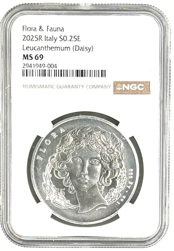 2025 Italy Flora and Fauna Silver .25E Leucanthemum (Daisy) NGC MS 69