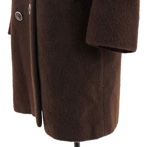 Versus Gianni Versace Alpaca Wool Logo Button Double Breasted Brown Pea Coat 38 - Picture 4 of 8