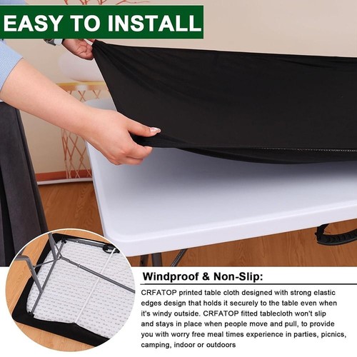 Spandex Picnic Table Cloth, Elastic Fitted Tablecloths for Rectangle Tables New - Picture 10 of 19