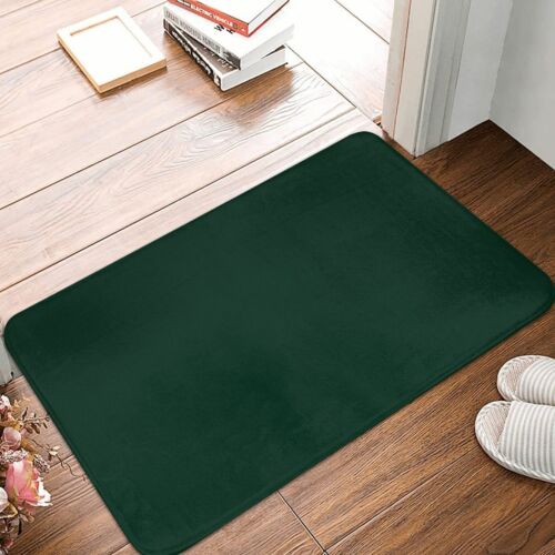 Solid Dark Green Doormat Rug Polyester Washable Floor Mat Entrance Bedroom Foot - Picture 1 of 13