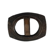 VTG 60s 70s GROFF IMPORTERS Hand Carved WOODEN BUCKLE Macrame