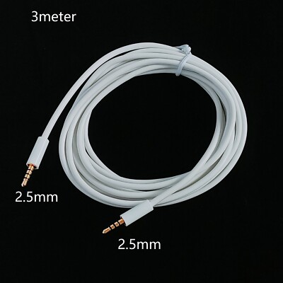 3meter 10ft 2.5mm Male to 2.5mm male 4 Pole Headphone Audio AUX Cable white