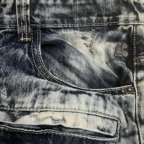 Grindhouse Jeans Blau Acid Wash Denim Distressed Grunge Streetwear Herren 38x32 - Bild 7 von 9