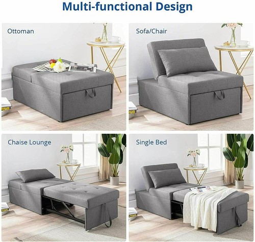 4-IN-1 Convertible Sofa Bed Folding Sleeper Chair Leisure Recliner Lounge Couch - Picture 22 of 33