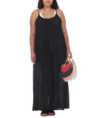 Raviya Plus Size Sleeveless Cover-Up Maxi Dress - Black - Size 1x