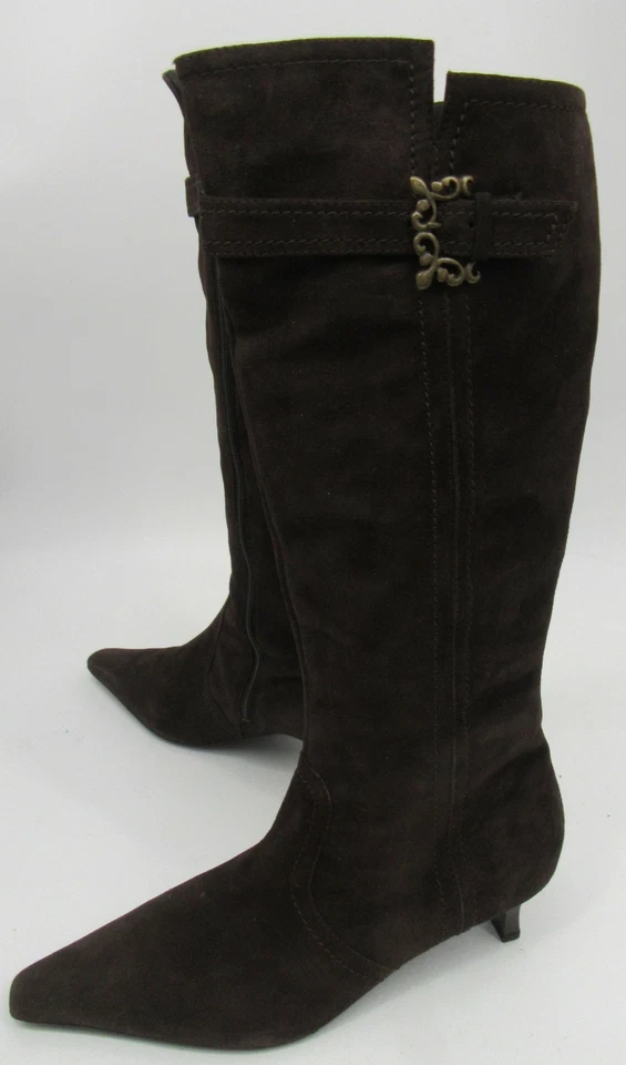 Bota de aguja Peter Kaiser marrón gamuza punta hasta la rodilla talla 9,5 Foto 4 de 4