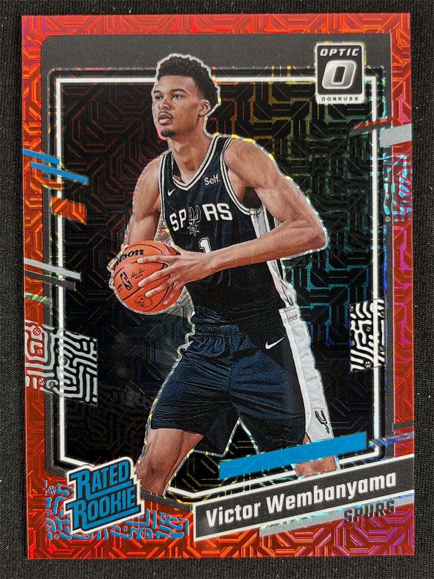 2023-24 Panini Donruss Optic Victor Wembanyama Rated Rookie Red Mojo Prizm 21/88