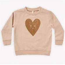Quincy Mae Heart Fleece Sweatshirt 12-18 mo Sand Soft Cozy