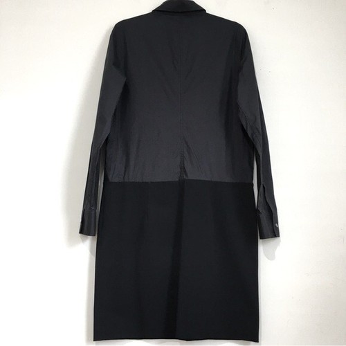 Theory black colorblock half button down long sleeve career shirt dress size 10 - Picture 2 of 16