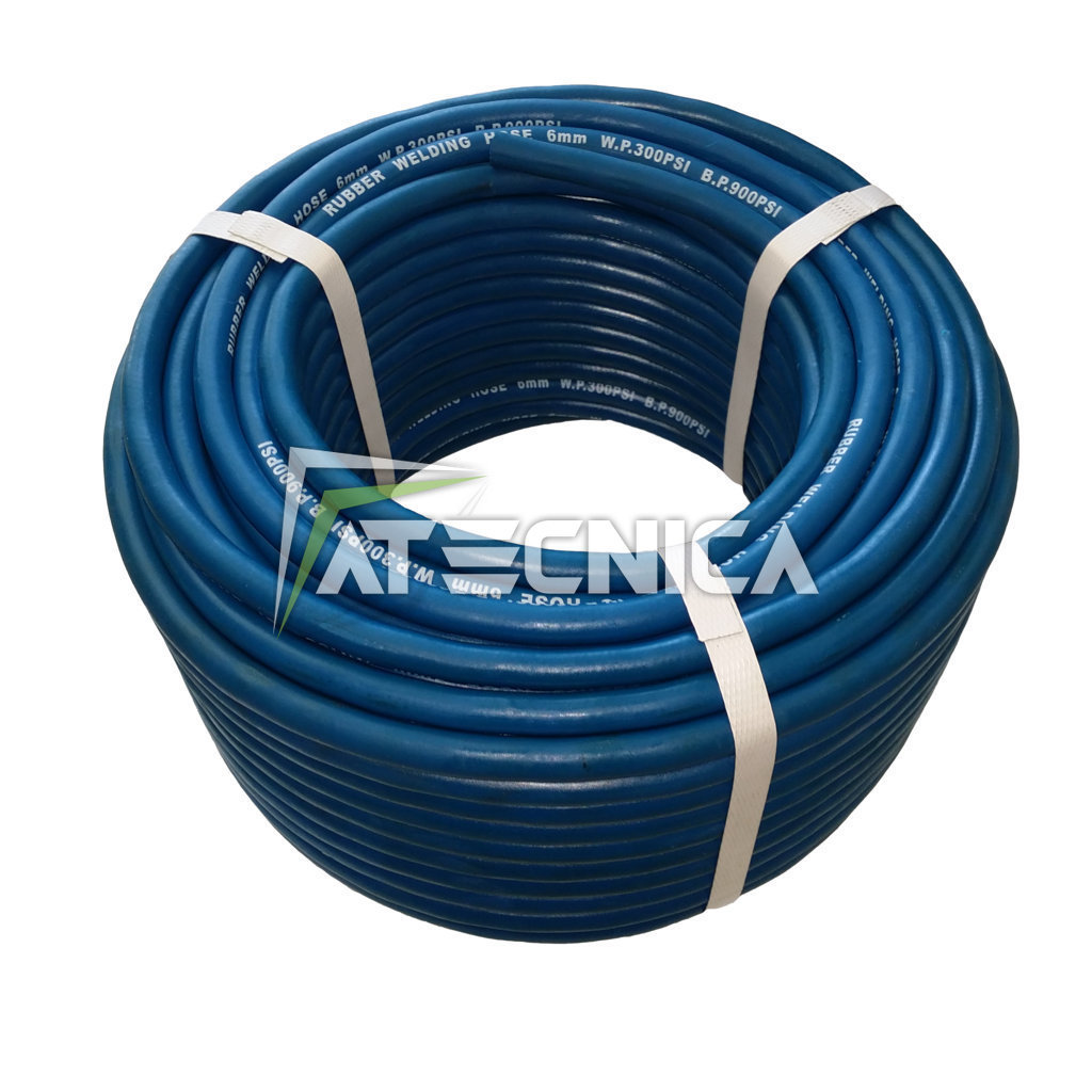 Tubo gas in gomma per saldatura ossigeno/acetilene-propano/argon 6x12 mm