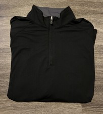 FAIRWAY  GREENE Mens 1/4 Quarter Zip Pullover Sweatshirt Black Large- Hoag