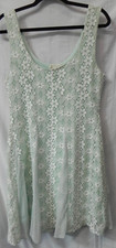 A'Reve Dress Size Medium Mint green with white Lace Overlay Boho Lagenlook