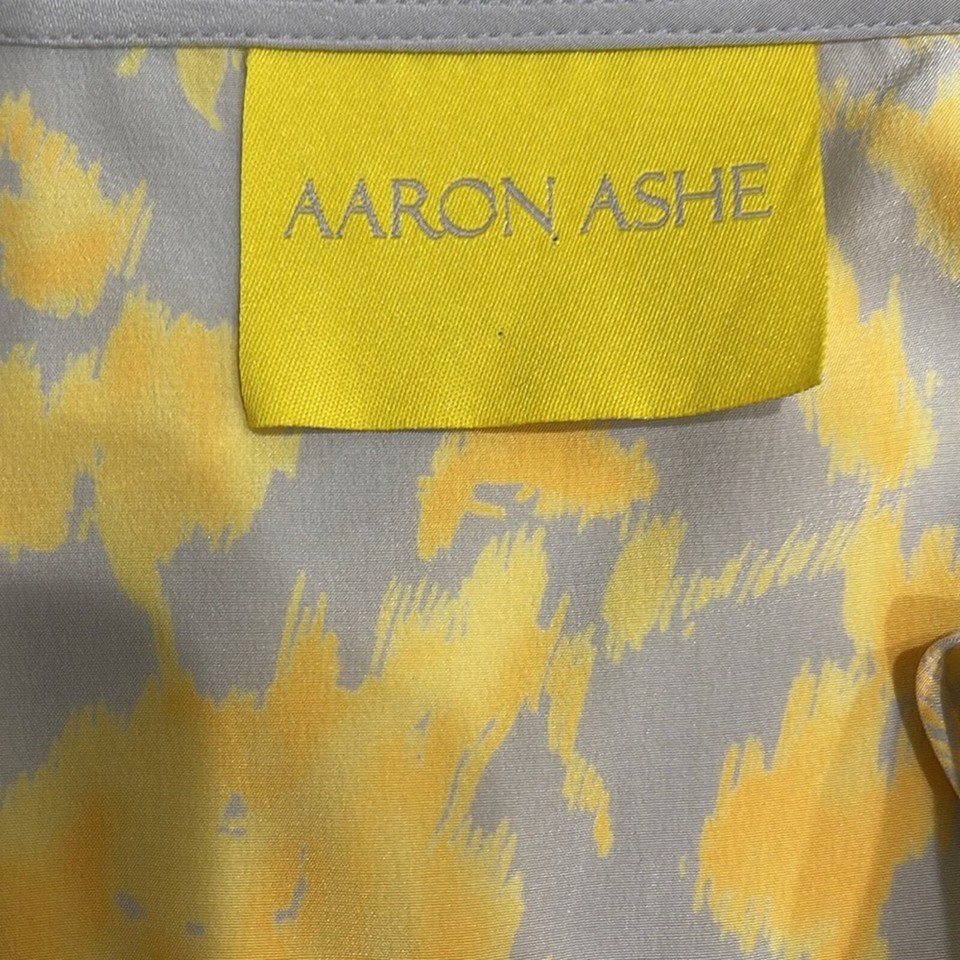 Aaron Ashe Strappy Silk Floral Mini Dress Grey Yellow SZ L eBay
