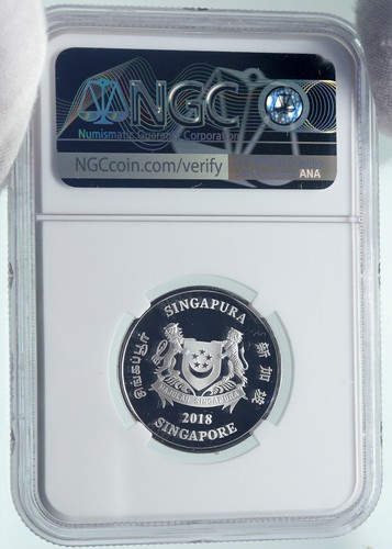 2018 SINGAPORE Lunar Series ASTROLOGY Color Dog Proof Silver $2 Coin NGC i86641 - Picture 4 of 5