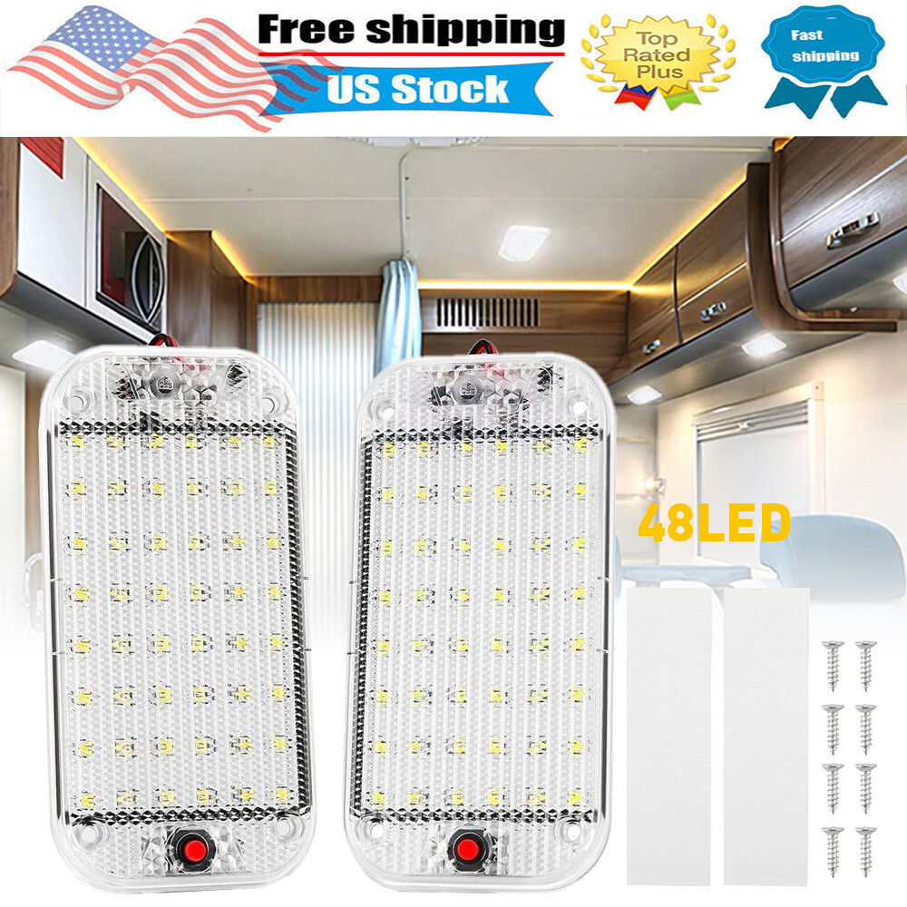 2 Pcs 12V LED RV Ceiling Dome Light Interior LED Lighting for Trailer Camper RV